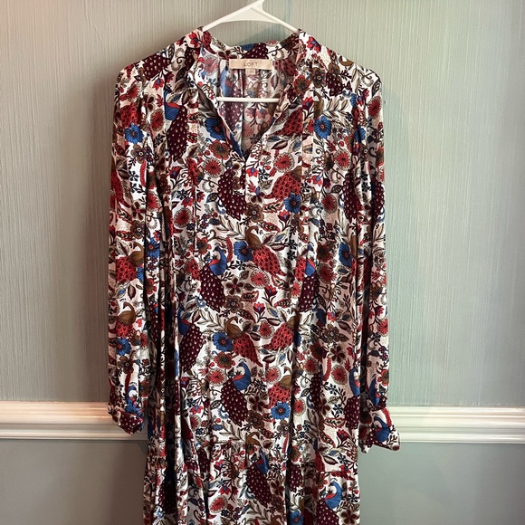 LOFT Multicolor Floral Long Sleeve Dress - Picture 1 of 5